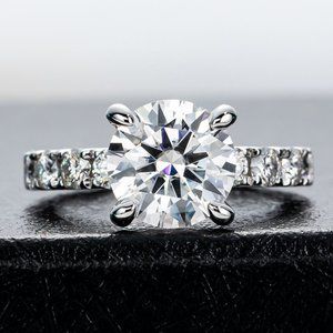 Certified 4.3 ct. t.w. Moissanite Diamond 4 Prone Solitaire Engagement R…